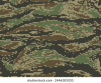 Pixel camouflage digital seamless pattern military uniform texture