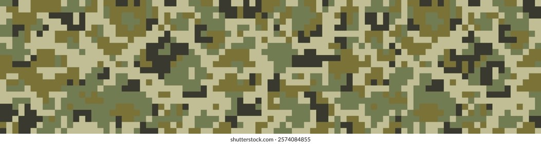 Pixel camouflage of military origin. Seamless pattern
for green camouflage fabric
Vector illustration.