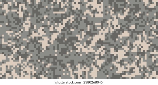 Pixel camouflage morpat seamless pattern for desert. Digital mosaic camo with squares texture. Vector background