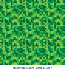 Pixel camouflage pattern. Vibrant green layout. Vector seamless background. Modern block style.