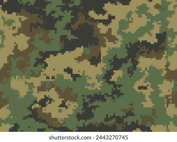 Pixel camouflage seamless background, army texture, hunting pattern, digital print