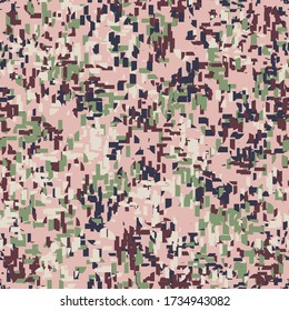 Pixel camouflage seamless pattern. Military camouflage endless wallpaper. Design for fabric, textile print, wrapping paper, cover. Modern vector illustration