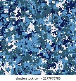 Pixel camouflage for a soldier army uniform. Modern camo fabric design. Digital military style vector background.