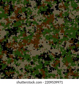 Pixel camouflage for a soldier army uniform. Modern camo fabric design. Digital military style vector background.