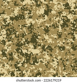 Pixel camouflage for a soldier army uniform. Modern camo fabric design. Digital military style vector background.