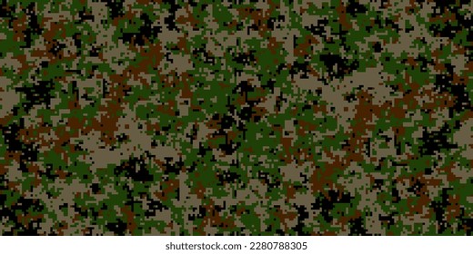 Pixel camouflage for a soldier army uniform. Modern camo fabric design. Digital military style vector background.