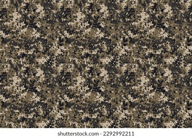 Pixel camouflage for a soldier army uniform. Modern camo fabric design. Digital military style vector background.