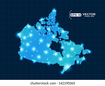 Pixel Canada map with spot lights