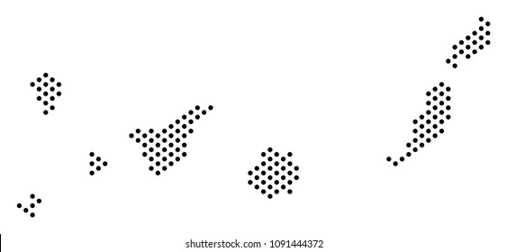 Pixel Canarian Spain Islands map. Vector territory scheme. Cartographic concept of Canarian Spain Islands map composed of filled circles.