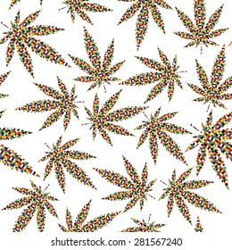 Pixel Cannabis leafs  seamless pattern