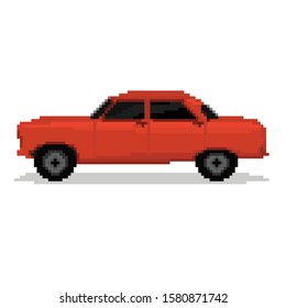 Pixel car. Pixel art 8 bit. Perfect for fabric, wallpaper, wrapping paper, game and stationery projects.