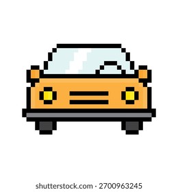 pixel Car icon. Vector pixel art auto 8 bit logo for game