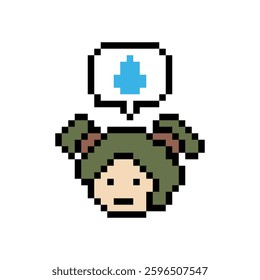 Pixel cartoon 8bit character lady woman sad tired mood stress sick unhappy stress depressed feel decoration 8 bit female girl bored feel 8bit isolated vector.