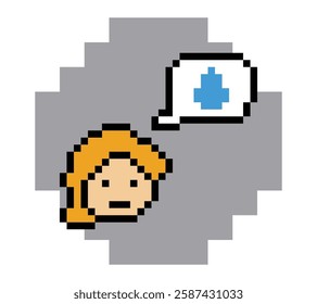 Pixel cartoon 8bit character man sad tired mood stress sick unhappy stress depressed feel decoration 8 bit male boy bored feel 8bit isolated PNG vector.