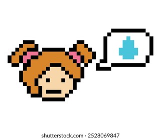 Pixel de dibujos animados de 8 bits de carácter de mujer triste cansado sentimiento de estrés enfermo infeliz sensación de decoración 8 bits hembra chica dama aburrida sensación con Vector aislado.