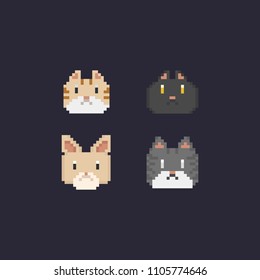 Pixel cartoon cat head.8 bit.