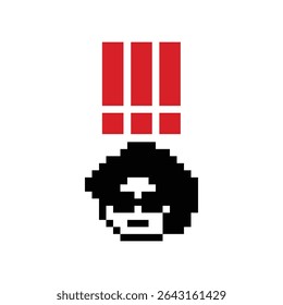 Pixel cartoon cute character man notice with exclamation mark decoration 8 bit male boy surprise idea exclamation alert cartoon pixel video game 8bit vector.