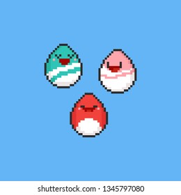 Pixel cartoon easter eggs character.8bit.