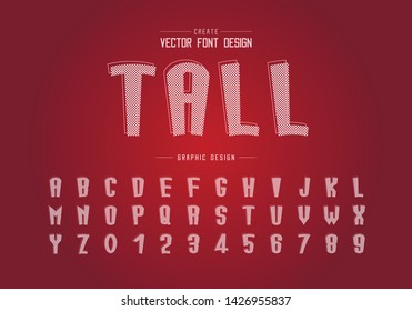 Pixel cartoon font and alphabet vector, Tall typeface letter and number design, Graphic text on background