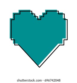 pixel cartoon heart icon image 