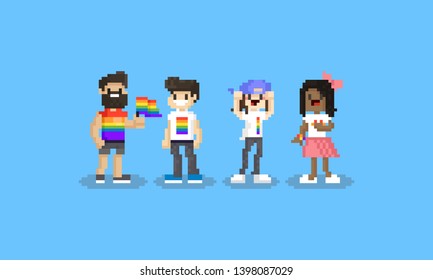 Pixel cartoon LGBT character seta