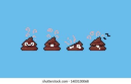 Pixel cartoon poops character set.8bit.