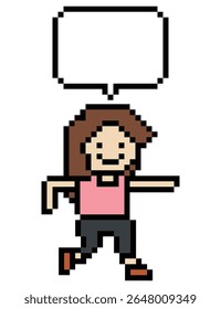 Exercício de desenho animado Pixel Desenho animado bonitinho 8 bits personagem mulher correr jog cardio estilo de vida decoração estilo de vida 8 bits feminino jog maratona exercício jogo 8 bits vetor de jogo.