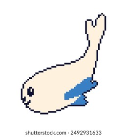 Pixel cartoon sea lion. Pixel icon of a marine animal. Isolated pixel-style sea lion on a background. Digital drawing in game style