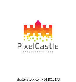 Pixel Castle Logo / Colorful Castle Vector 