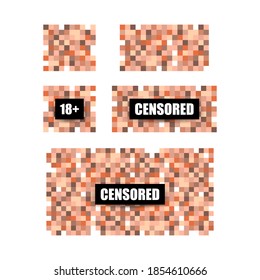 Pixel censored sign. Black censor bar concept. Vector illustration