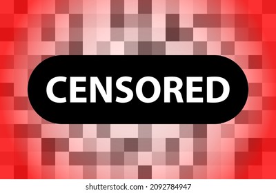 Pixel censored sign. Black censor bar concept
