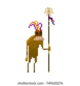 Pixel character aborigine for games and applications