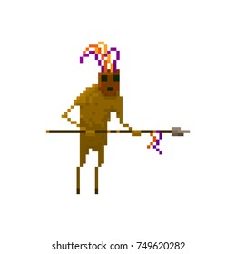 Pixel character aborigine for games and applications