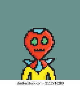 Pixel character alien for games and websites
