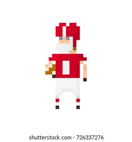 Pixel character american football player for games and applications