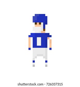 Pixel character american football player for games and applications