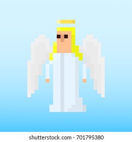 Pixel character angel for games and applications