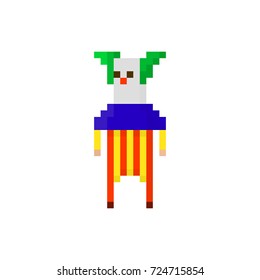 Pixel character angry clown for games and applications