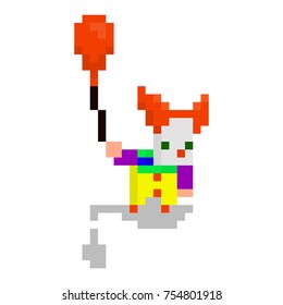 Pixel character angry clown for games and web sites