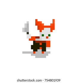 Pixel character angry clown for games and web sites