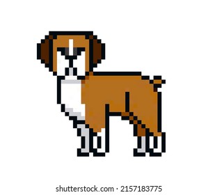 Pixel character - Boxer dog for games, applications and print