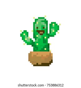 pixel character cactus for web sites and games