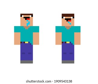 Carácter de píxel. El concepto de héroe nubik, juegos de noob. Concepto de juegos. Ilustración del vector
