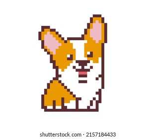 Pixel character - Corgi dog for games, applications and print