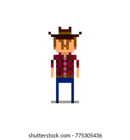 Pixel character country man for games and web sites