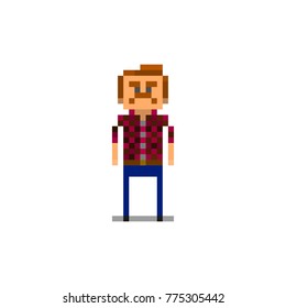 Pixel character country man for games and web sites