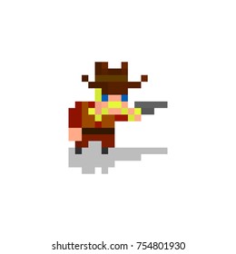 Pixel character cowboy for games and web sites