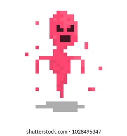Pixel character cute ghost for games and websites