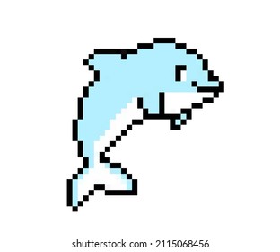 Pixel character - dolphin for games, applications and print