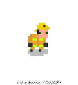 Pixel character firefighter for games and applications